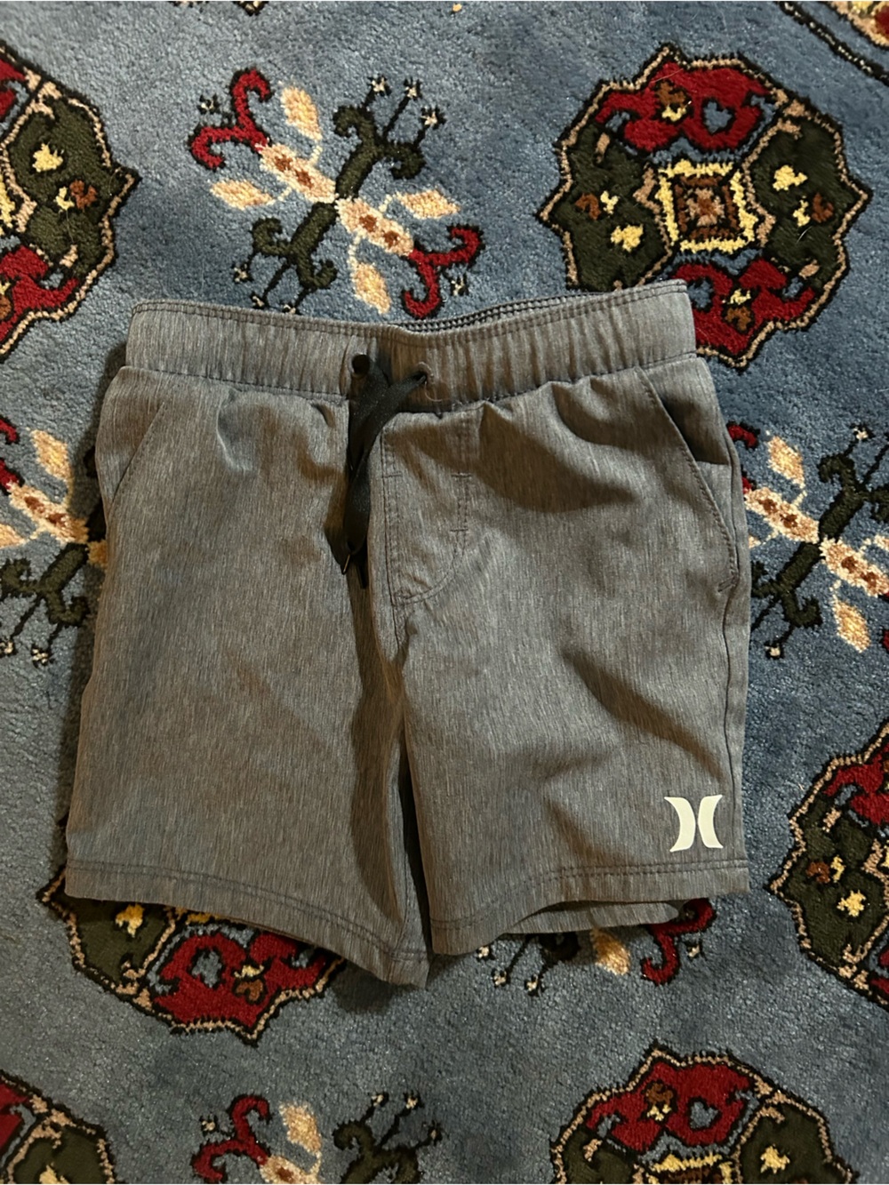 Hurley Boys Gray Elastic-Waist Shorts with Logo